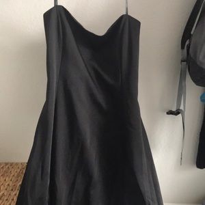 Strapless full length black evening gown